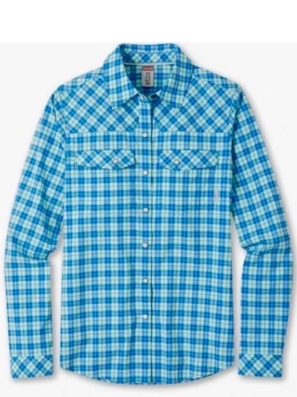 STIO Button-Down Eddy Shirt in rapid freeze blue plaid size S